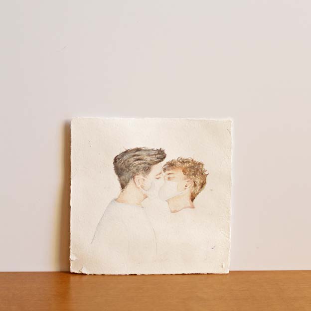 Beijo 2 — aquarela de dois rostos prestes a se beijar