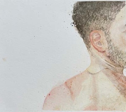 F. — aquarela de orelha e pescoço