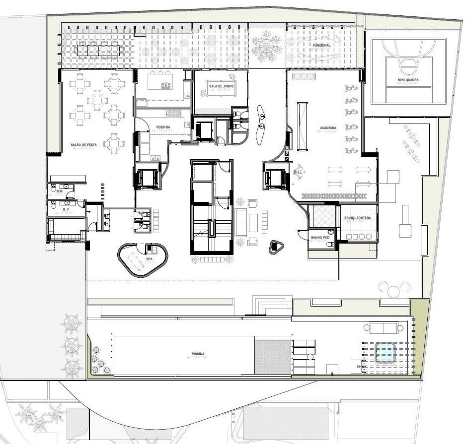 Planta de layout do mezanino — Revit